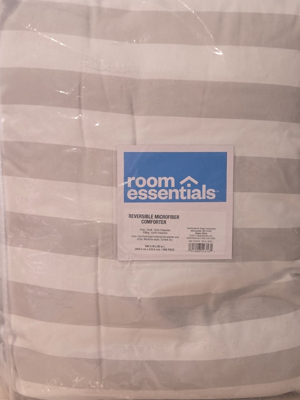 Room Essentials Reversible Comforter in Gray and White Stripes